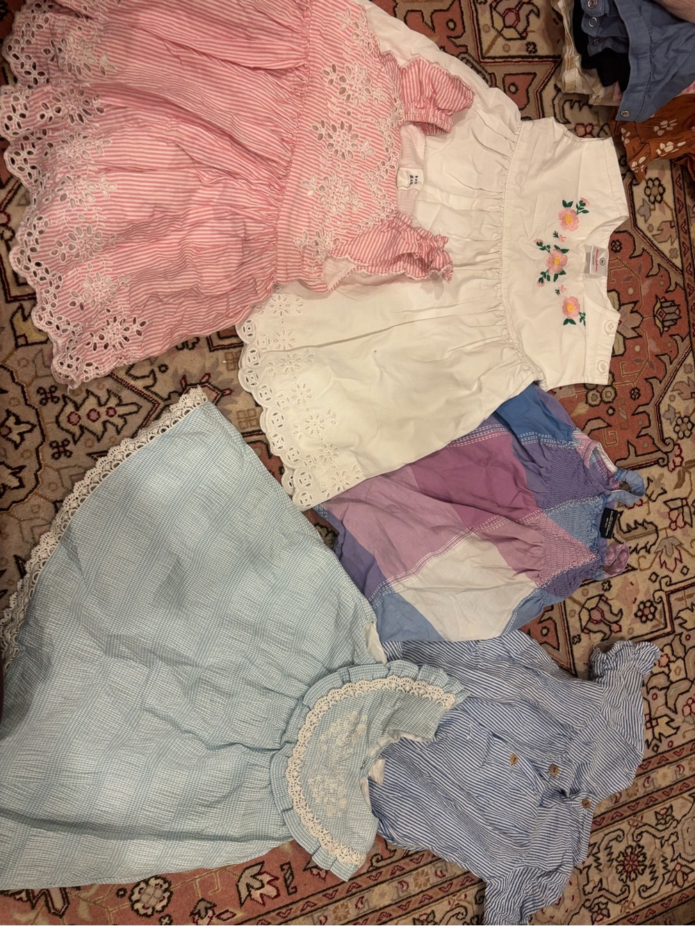 Girls Summer Dress Set in Pink, White, Light Blue, Lavender